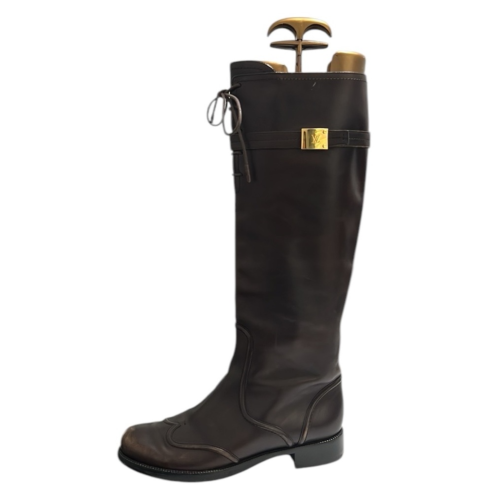 Louis Vuitton Brown Leather Knee Length Boots Size 37.5 - Picture 4 of 15